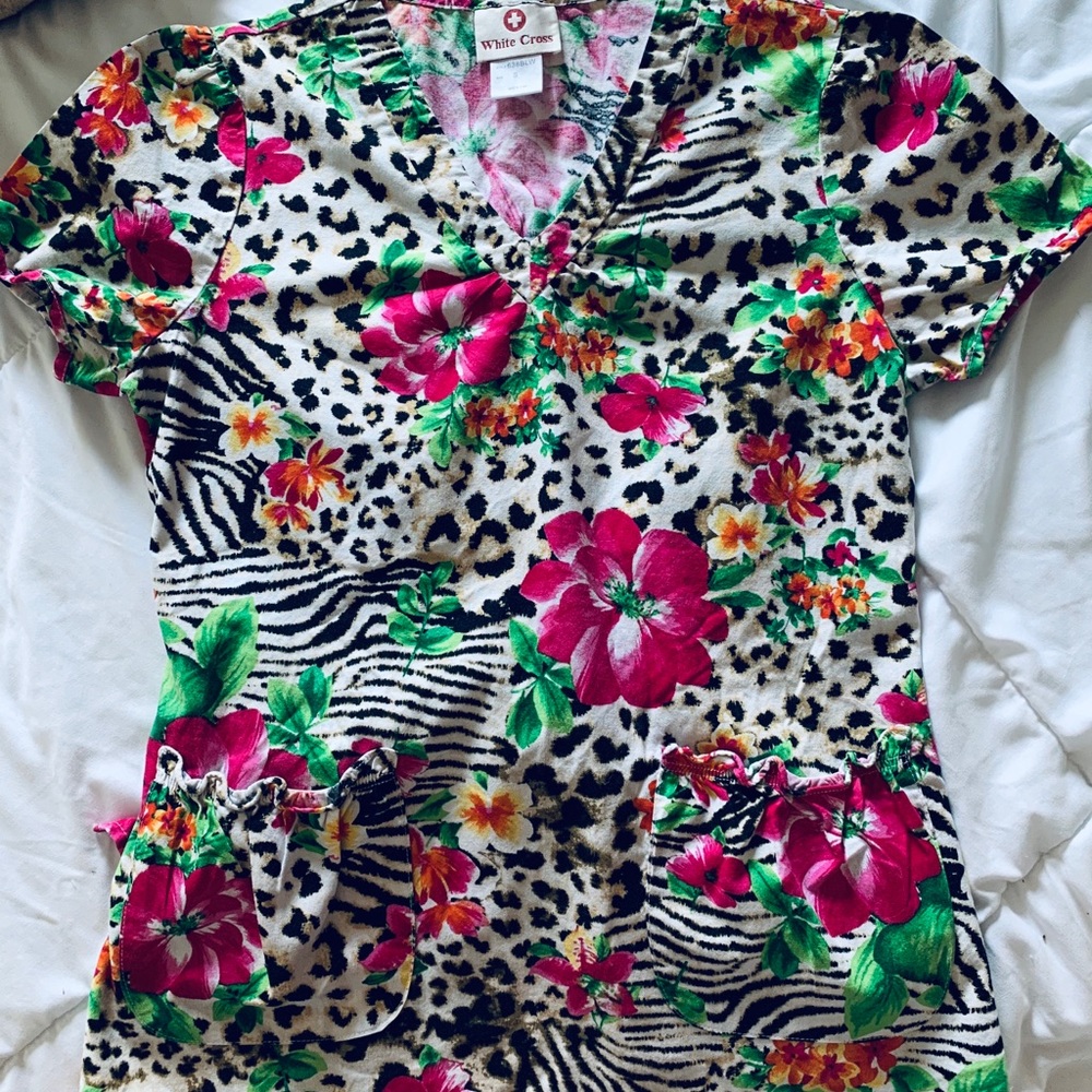 White Cross scrub top